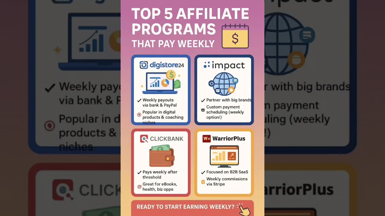 Top 5 Affiliate Programs That Pay Weekly | Start Earning Fast in 2025!